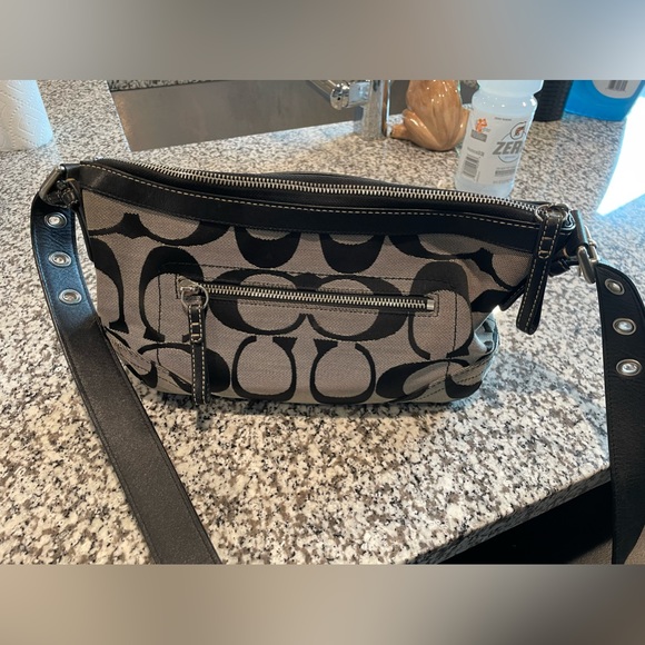 Coach Handbags - Coach Black and Gray Signature Shoulder Bag